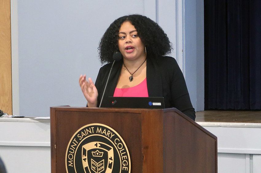 Genesis Ramos, executive director of the Mount&rsquo;s Desmond Center for Community Engagement and Wellness, was the keynote speaker of the Agency Soup event.&nbsp;