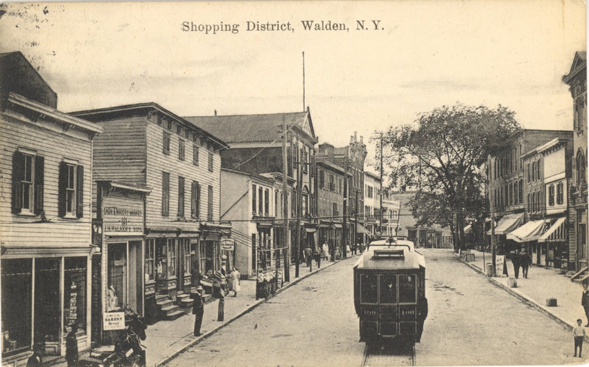 A trolley makes its way down Walden&rsquo;s Main Street in this undated photo.