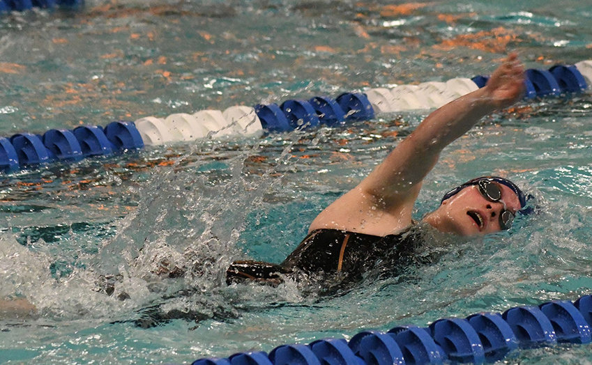 Newburgh&rsquo;s Elle Gerbes swims the 100-yard freestyle during Thursday&rsquo;s Section 9 preliminaries at Valley Central High School.