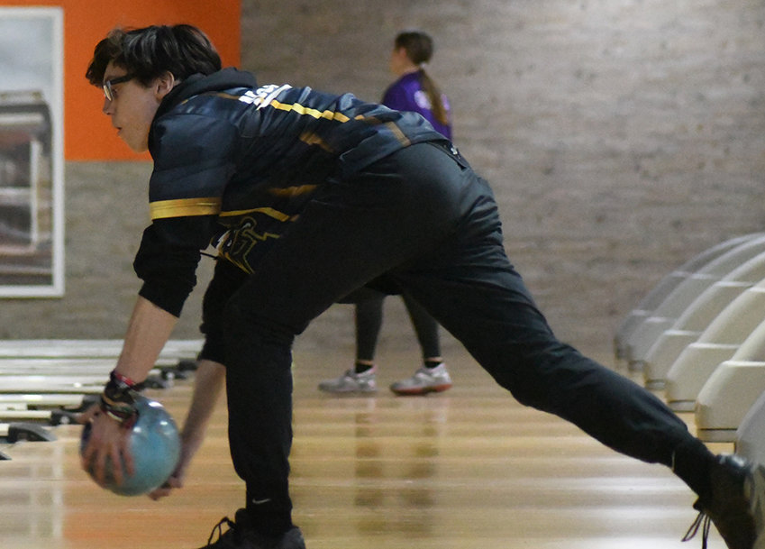 Newburgh's Dylan Hannigan approaches the lane during the Section 9 bowling championships on Feb. 13 at Patel's Kingston Lanes.