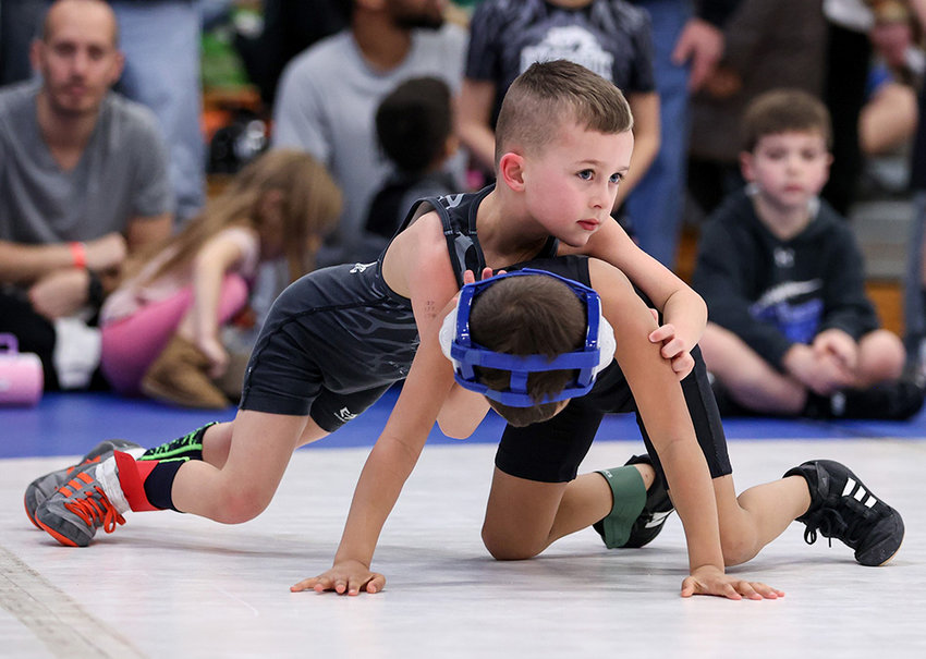 Maverick Andidero wrestles during the Tournament.