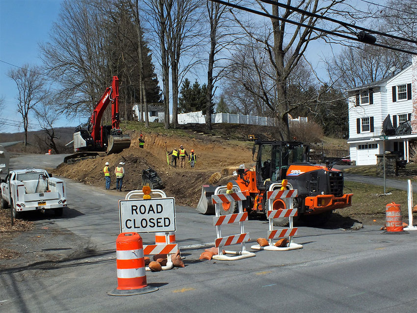 Work has begin on the long awaited Tilson Toc and Vineyard intersection. The white house on the right is owned by Supervisor Dave Plavchak and his wife Darlene, who will be losing a little bit of their property.
