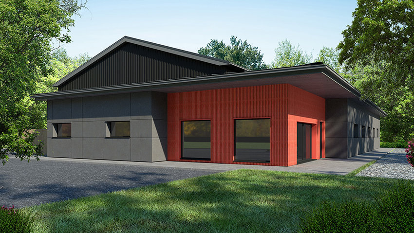 A front view of the Highland Passive House that is now under construction.