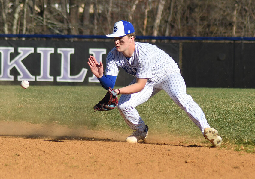 Wallkill second baseman Kyle DeGroat fields the ball during a non-league baseball game on April 10 at Wallkill High School.