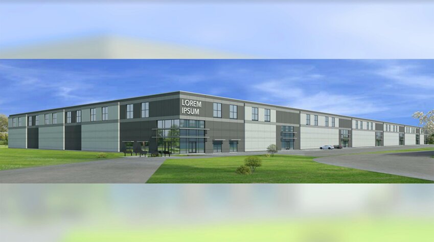 Renderings of the proposed KSH warehouses in the Village of Montgomery.