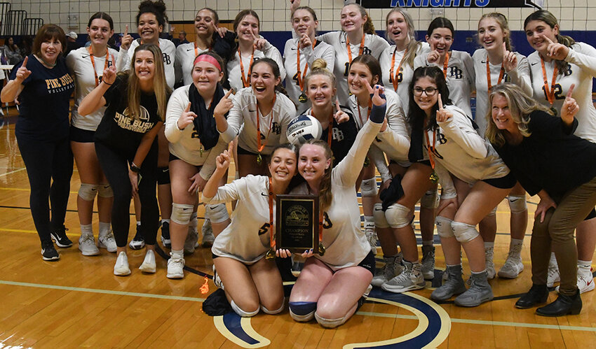 The Pine Bush volleyball team poses after winning the Section 9 Class AA championship on November 6, 2022, at Mount Saint Mary College. They were one of 18 Pine Bush teams to earn Scholar Athlete status, earning Pine Bush School of Excellence honors by the NYSPHSAA. Valley Central also was named a School of Excellence.