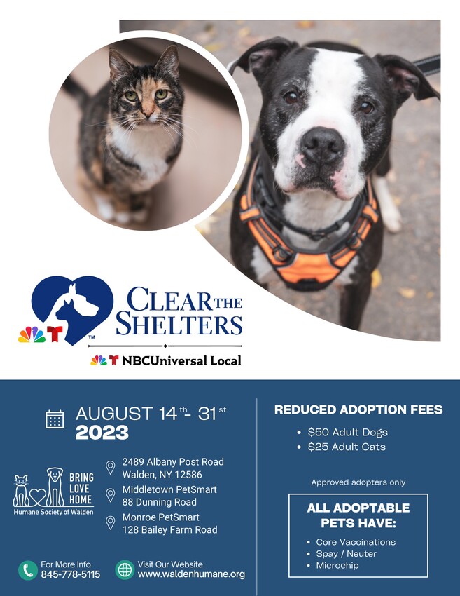 Clear the Shelter Event at Walden Humane Society My Hudson Valley