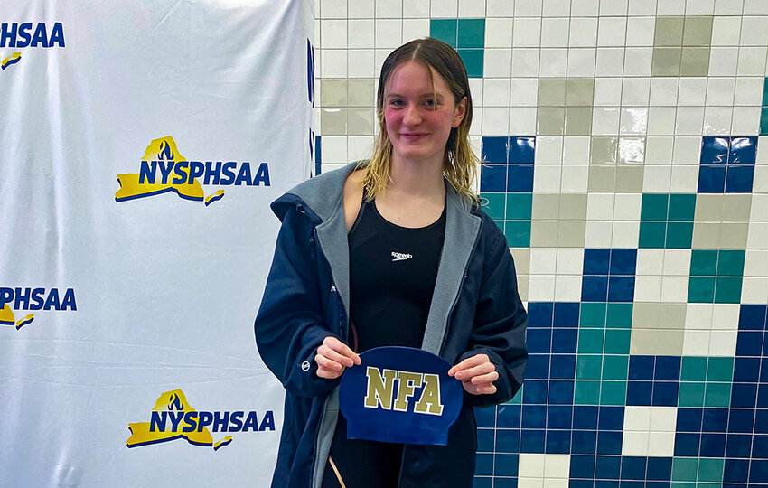 Newburgh&rsquo;s Elle Gerbes finished seventh in the 50-yard freestyle at the NYS Federation girls&rsquo; swimming championships on Saturday at the Webster High School Aquatic Center.