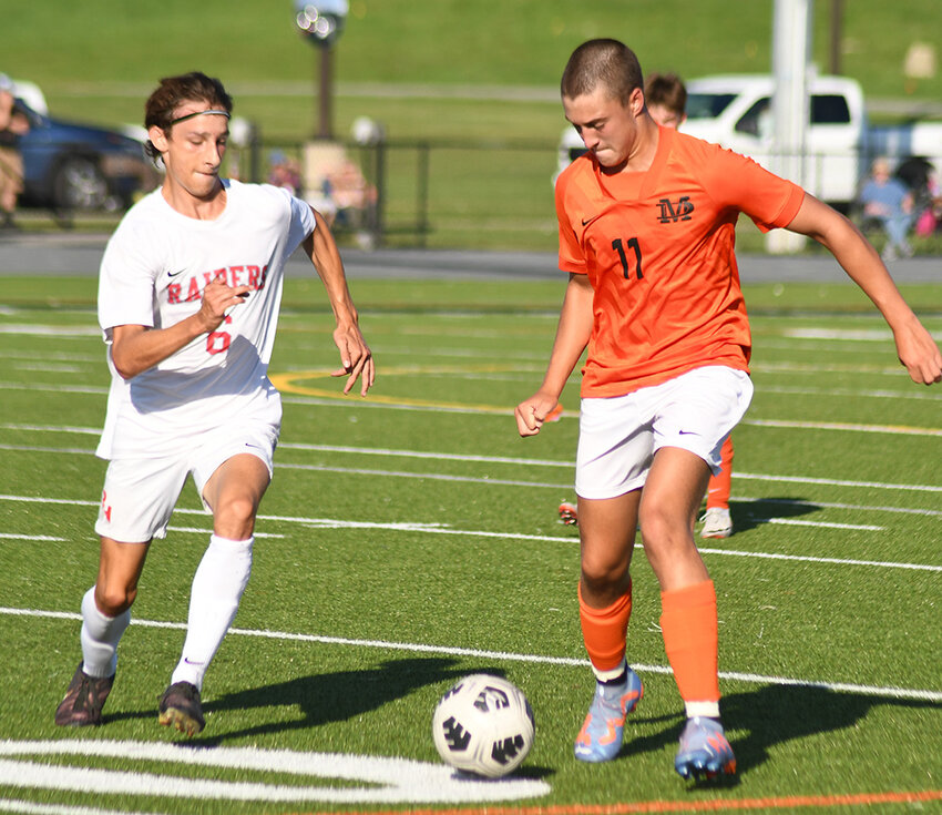 Marlboro&rsquo;s Jake Brown plays the ball during a MHAL Division II boys&rsquo; soccer game on September 12 at Marlboro High School.