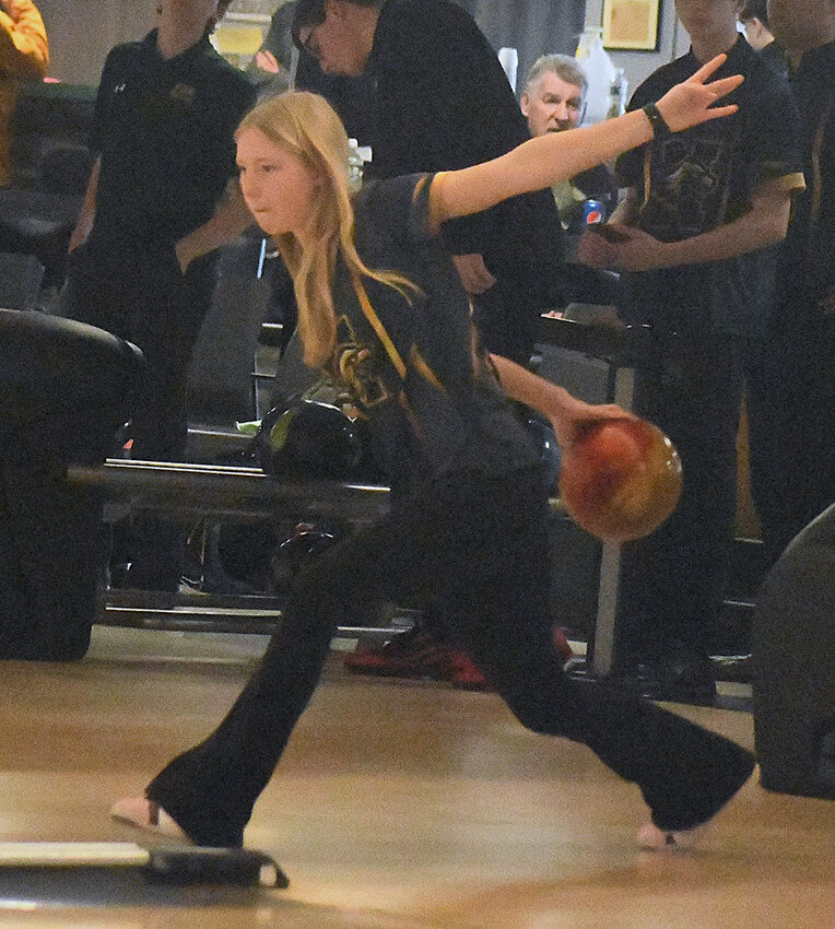 Newburgh&rsquo;s Katie Bell approaches the lane during a bowling match on February 2 at Pat Tarsio Lanes in Newburgh.