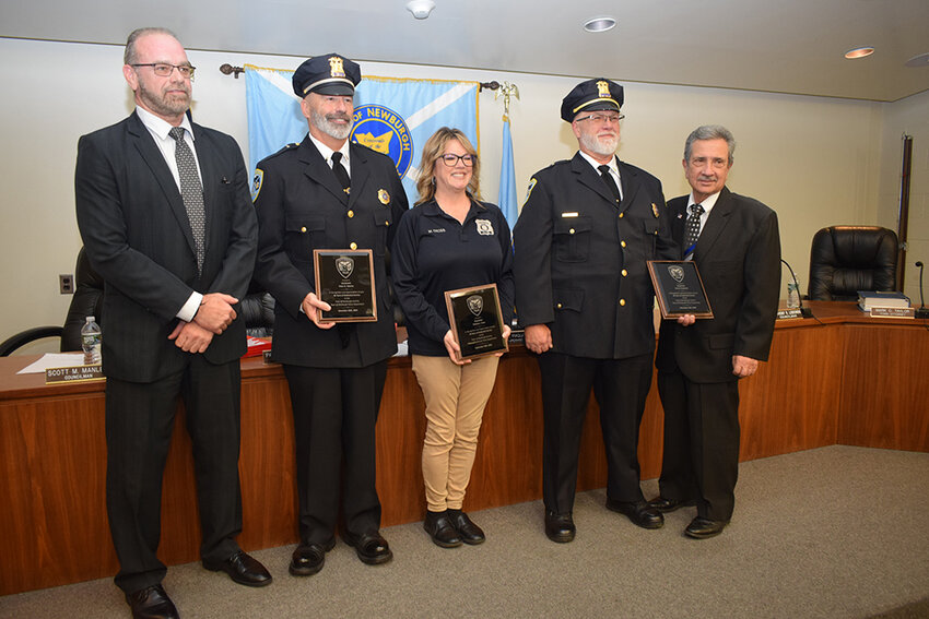 The Town of Newburgh recently honored Dispatcher Melissa Cross, Lt. Dennis Carpenter, and Lt. Pete Talarico for 30 years of service.
