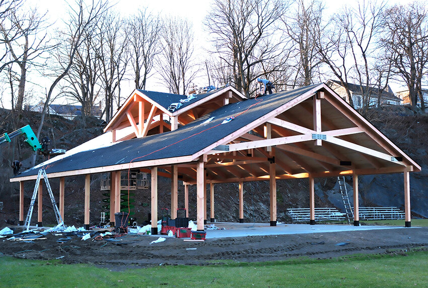 A new town pavilion is being built at the Town Field and is expected to be finished later this year.