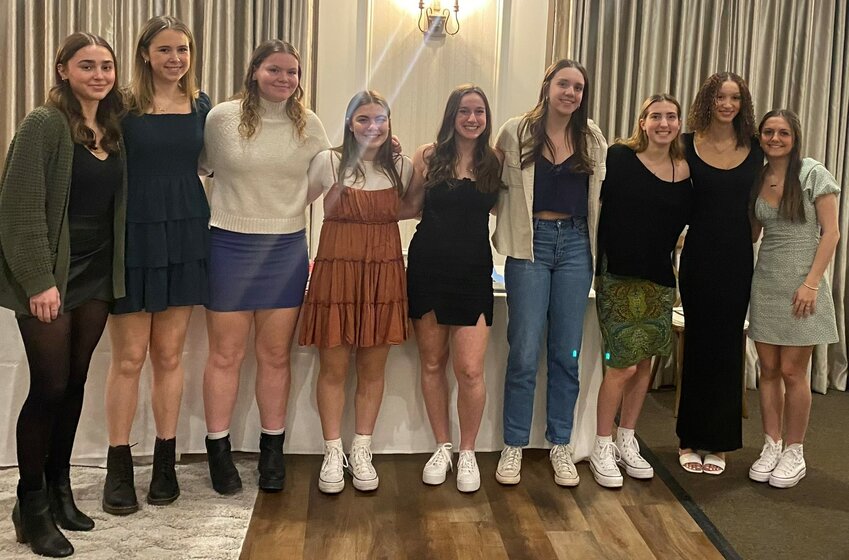 Marlboro’s Gabby Murphy and Hannah Polumbo, left, were named Section 9 Class A Top all-stars. They are shown with the rest of the Class A team.