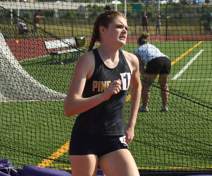 Pine Bush&rsquo;s Shaylen Goslar runs the 800-meter event during the Section 9 state qualifying track meet on June 1, 2023.