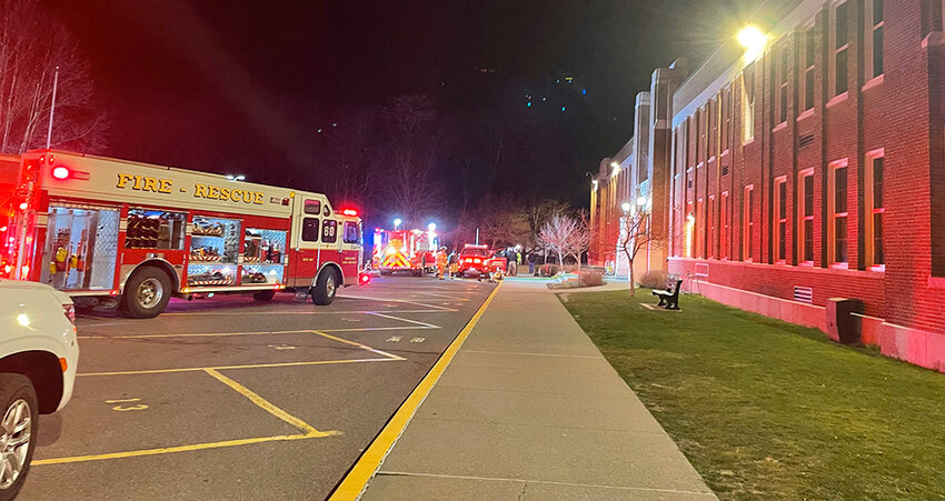 The district authorized the release of this picture of the Highland Fire Department responding to a fire at the Middle School in the early morning hours of March 20, 2024.