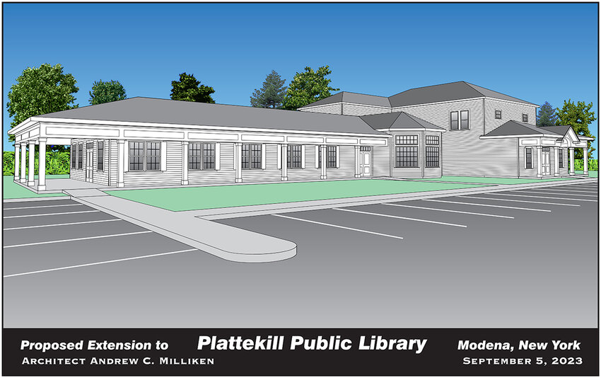 A rendering of the proposed addition to the Plattekill Library.