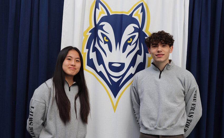 Highland High School&rsquo;s Class of 2024 salutatorian Alice Dong (left) and valedictorian Alexander Papazov.