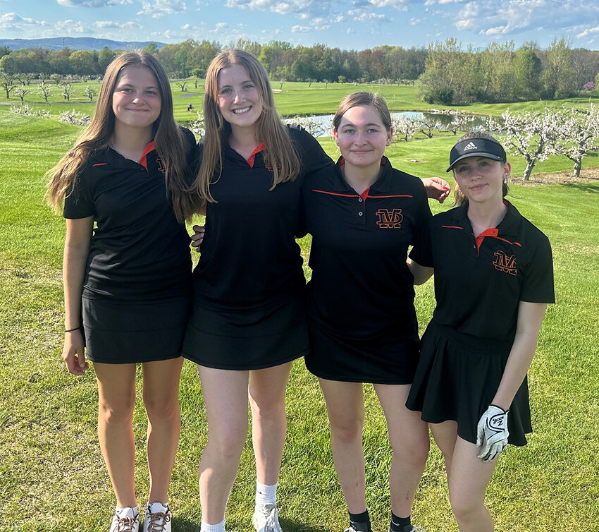 The Marlboro girls’ golf team is, from left, Alexa Trapani, Gwen Benninger, Taylor Trapani, and Rebecca Panio.
