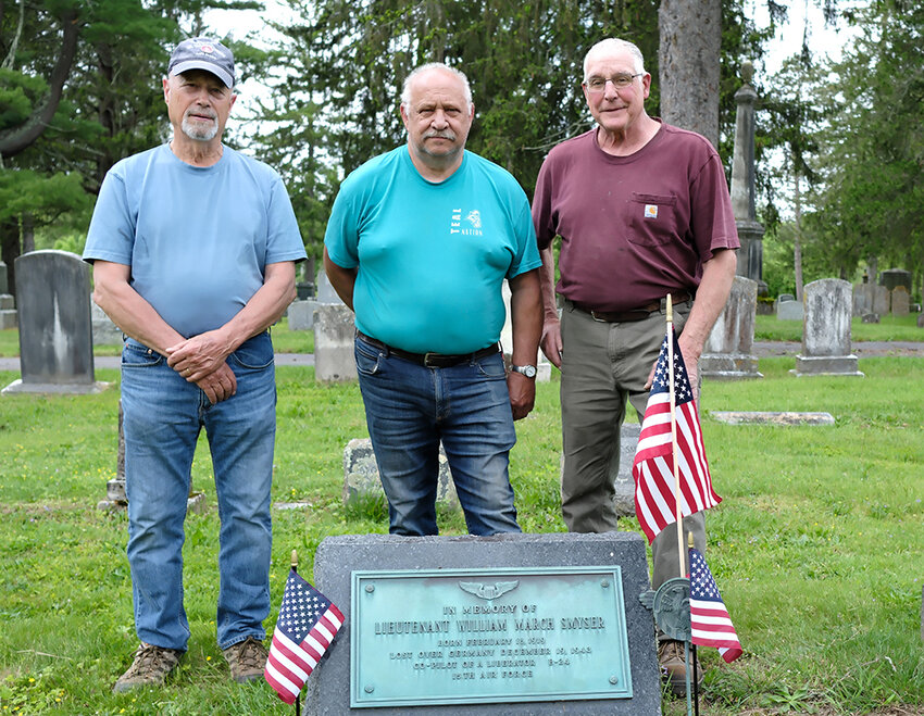 For the past three years Dennis Bragg [R] has chosen a Veteran to honor who is buried at the Lloyd Cemetery. Bragg is pictured with John Mackey [L] and Charles Meuser.