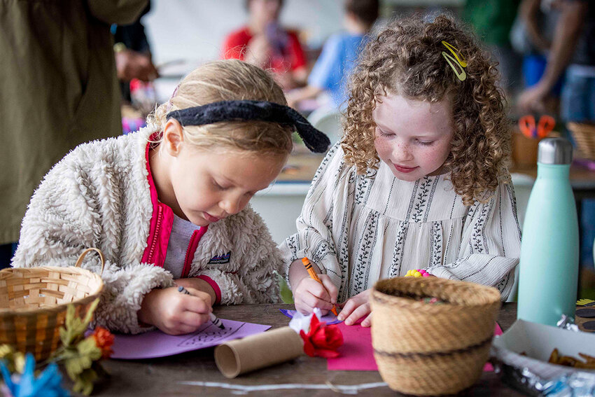 Crafting activities in the children&rsquo;s tent.