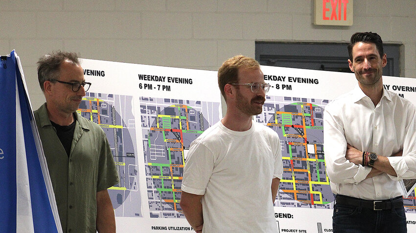 l-r - Architect Chris Berg, Andrew Schrijver and Traffic Engineer Frank Filiciotto present to the zoning board.