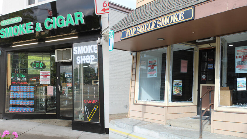 The fronts of the two local stores which were impacted by last week’s illegal cannabis sweep.