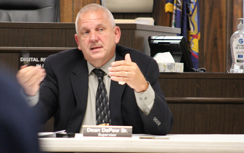 Plattekill Supervisor Dean DePew Sr. answers questions and addresses concerns of residents during public input about a conceptual battery storage facility proposed in the town.