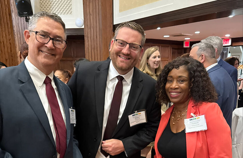 Former HF-FMCSD Superintendent of Schools Dr. Frank Sheboy, and current Superintendent Michael McElduff are shown at the recent Committee for Education Funding gala in Washington DC with Faatimah Muhammad, Impact Aid Program Office Director for the U.S. Department of Education.