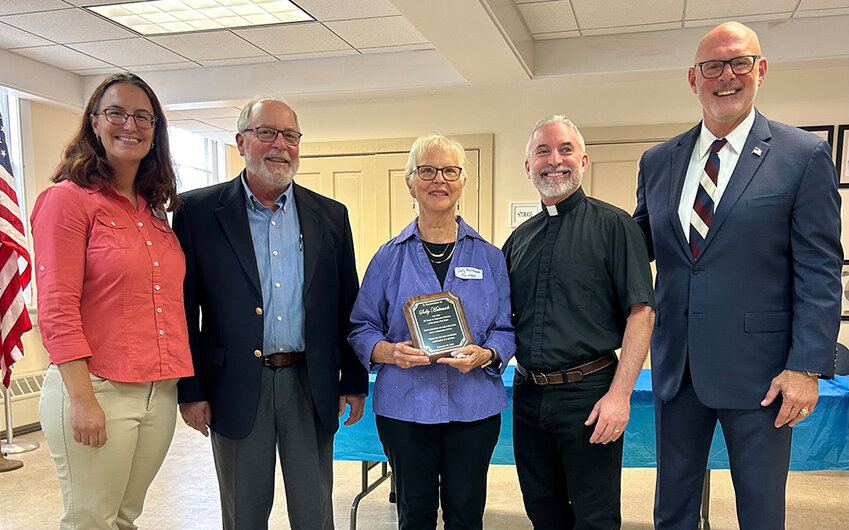 At the ceremony celebrating BFF are (l-r): BFF Co-Chair Rebecca Kashinski, Deputy Supervisor Wynn Gold, BFF Co-Chair Sally Mattausch, Cornwall Presbyterian Church’s Rev. Jeff Geary, and Mayor James Gagliano.