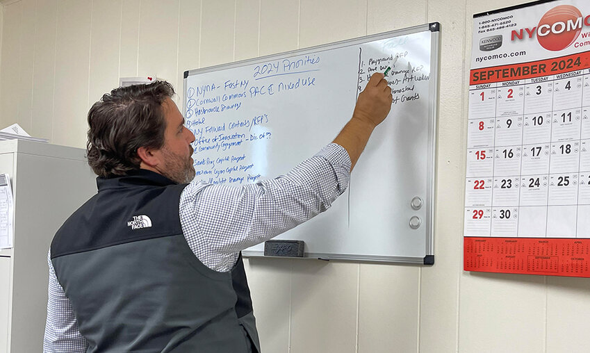 Cornwall Supervisor Josh Wojehowski renames a few of the items on his office whiteboard. With just 441 days remaining in his current term, and the pressure of this list, he rarely takes a day off from his duties.