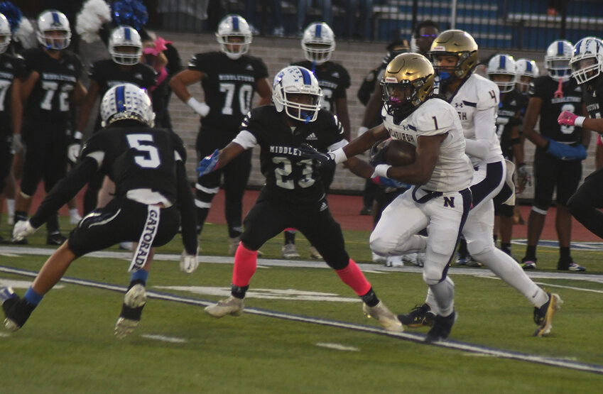 Class AA football game at Faller Field at Middletown High School.