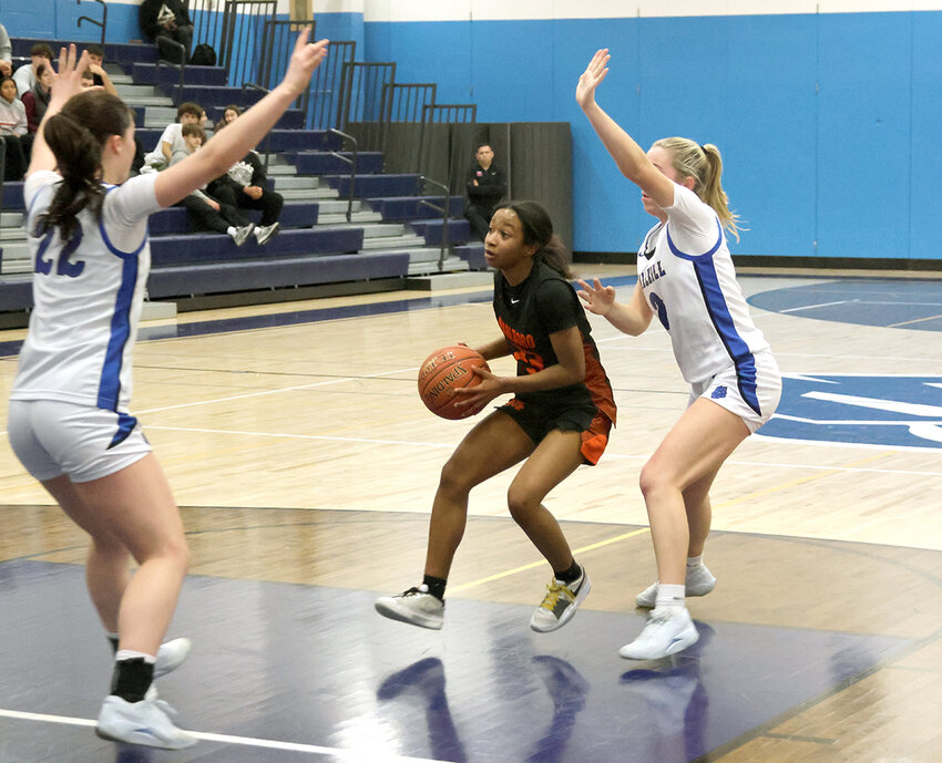 Nalyah Campbell drives to the basket in last week’s game at Wallkill.