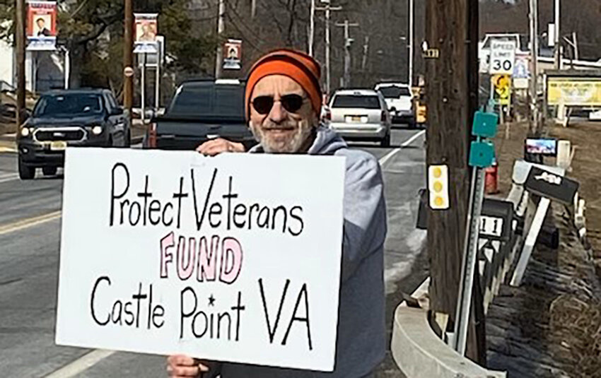 Al Lanzetta shown protesting the closure of the acute care facility at Castle Point.