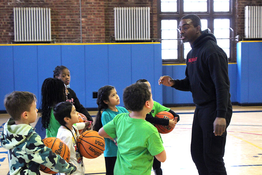 Jihad Morris of Newburgh, founder of Blazing Athletics, works with students as a guest instructor at the Newburgh Armory Unity Center.