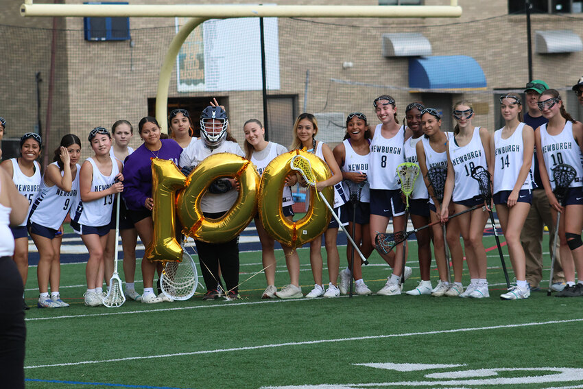 Newburgh goalie Madison Coughlin was honored last week after recording her 100th save.