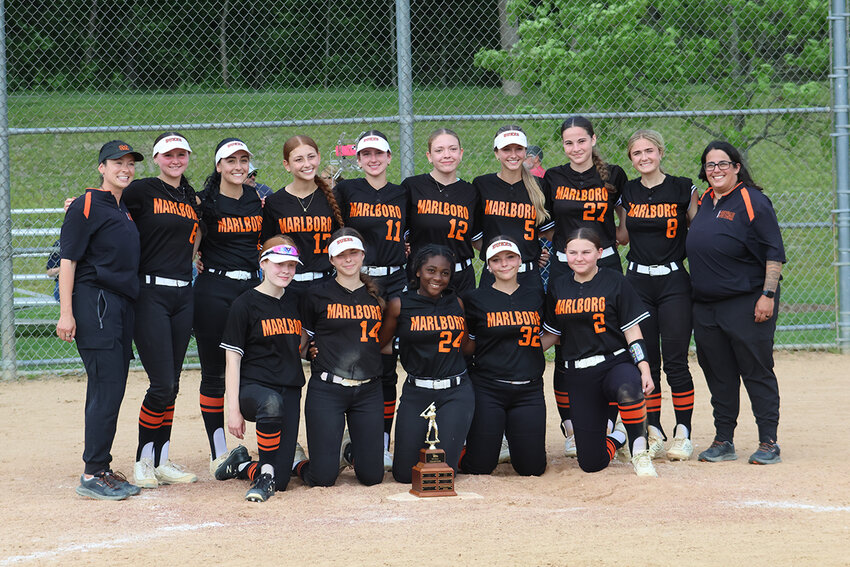The MHAL Champion Marlboro Dukes pose with their trophy, Saturday, at Tony Williams Park in Highland.
