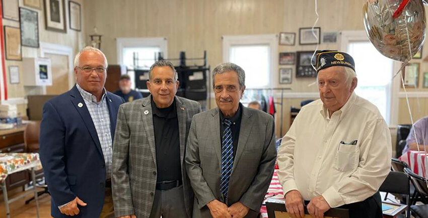 Shown from L-R: Town Councilman James Politi, Town Councilman Paul Ruggiero, Town of Newburgh Supervisor Gil Piaquadio, and Veteran Roger Shields at the American Legion Post 1420.
