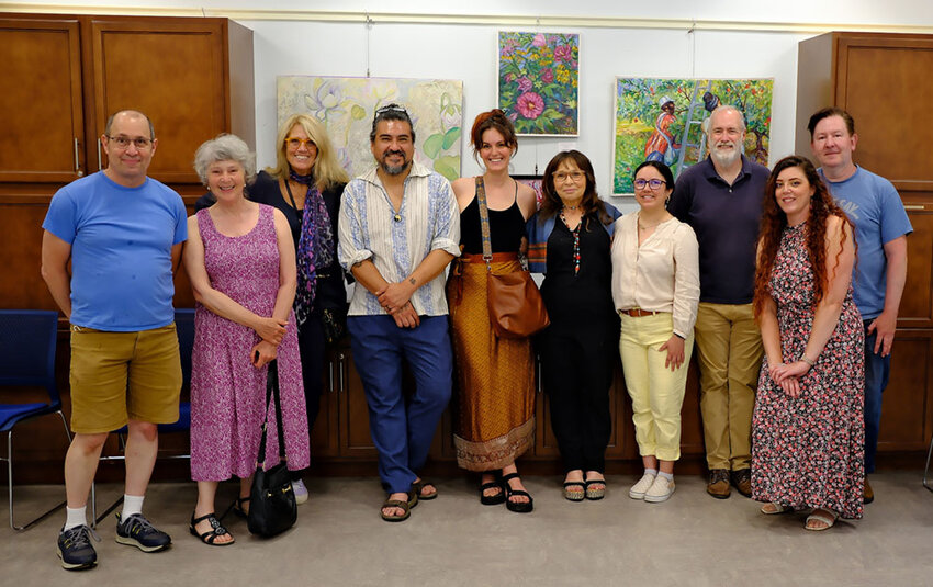 The Artists L-R Steven Rushefsky, Pam Krimsky, Beth Walters-Storyk, Les Castellanos, Cory Crose, Shoshana Aliza Driller, Jocelyn Covarrubias, Bud Lavery, Sarah Bloom and Alex Rupert. Host Artists exhibiting but not pictured: Amy Dooley, Felicia Casey, Kit Cowan, Youye Chu, Greg Evan’s, Chloe Mosbacher, Polly Reina, Rachel Schwartz and Philip Whitebay.