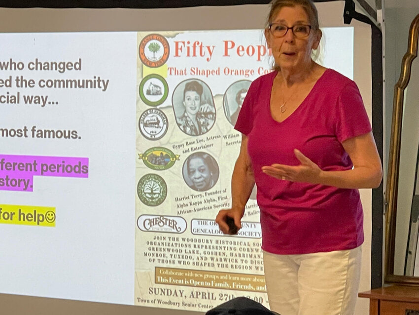 Town of Highlands Historian Ronnie Coffey during her June 4 presentation.