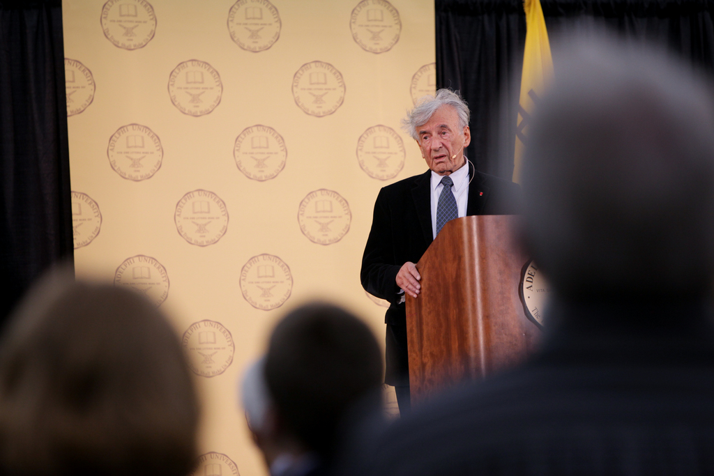Elie Wiesel spoke to a crowd of about a thousand at Adelphi University on Wednesday, April 14, 2010. The Holocaust survivor and Nobel Laureate is best known for his memoir 'Night.'