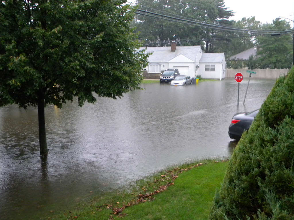 Residents of Woodmere&rsquo;s Longacre Avenue waded through the street and were stranded in their homes while cars stood helplessly submerged.