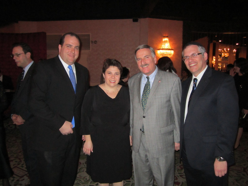 Assemblyman Michael Simanowitz , Mrs. Lauren Golubtchik, Assistant Principal, General Studies, JHS Division, Assemblyman David Weprin,  Rabbi Mark Landsman, Principal at the Yeshiva of Central Queens 2012 Scholarship Dinner