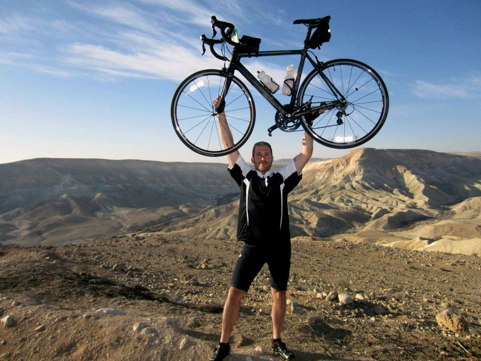 Extreme biking in Israel leads to Bike4Chai for Five Towners  Stephen Bach at the Ramon Crater on day 3 of his 275 mile ride in Israel last year.