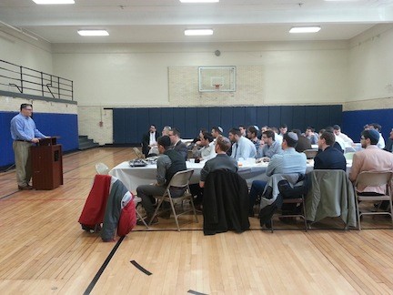 Jacob Greenberg&rsquo;s father speaking to his son&rsquo;s classmates at their annual breakfast that the class holds in his memory.