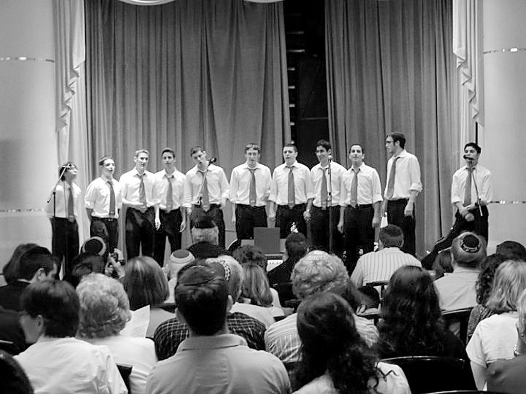 The Rambam choir, the Harmonidies, performs at the V&rsquo;ata Banim Shiru boys choir competition at Congregation Beth Shalom in 2010.