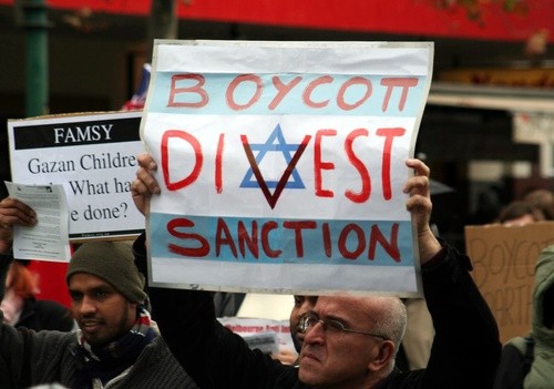 Boycott, Divestment and Sanctions (BDS) protest against Israel in Melbourne, Australia, in 2010.