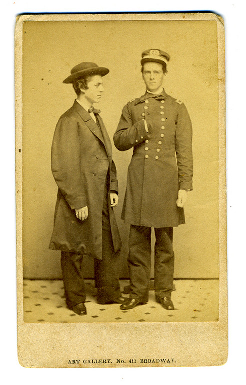 Young hasid posed with Union Navy Engineer Officer, ca. 1862.