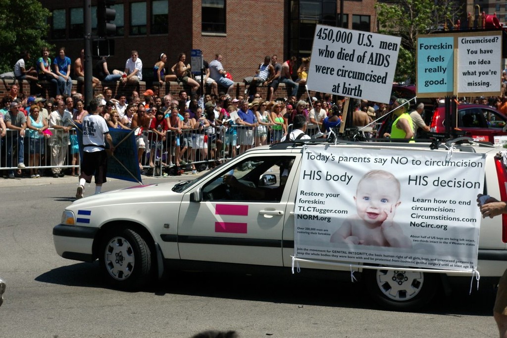 A protest against circumcision in Chicago.