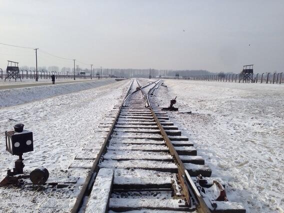 The train tracks to the Auschwitz/Birkenau concentration camp.