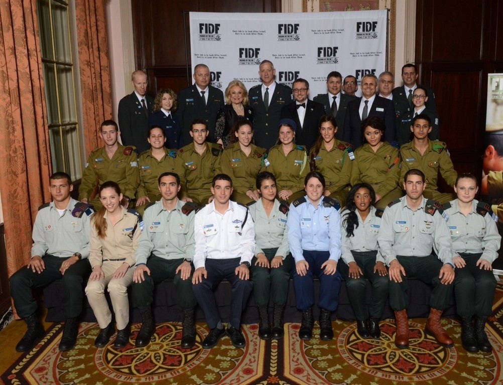 Lt. Tova Abebe, front row, third from right, with IDF representatives at the FIDF national Gala.